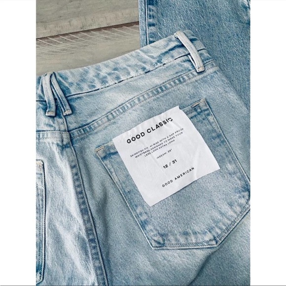Good American Good Classic High Rise Denim Jeans Light Wash Blue Size 12 / 31 - Picture 2 of 13
